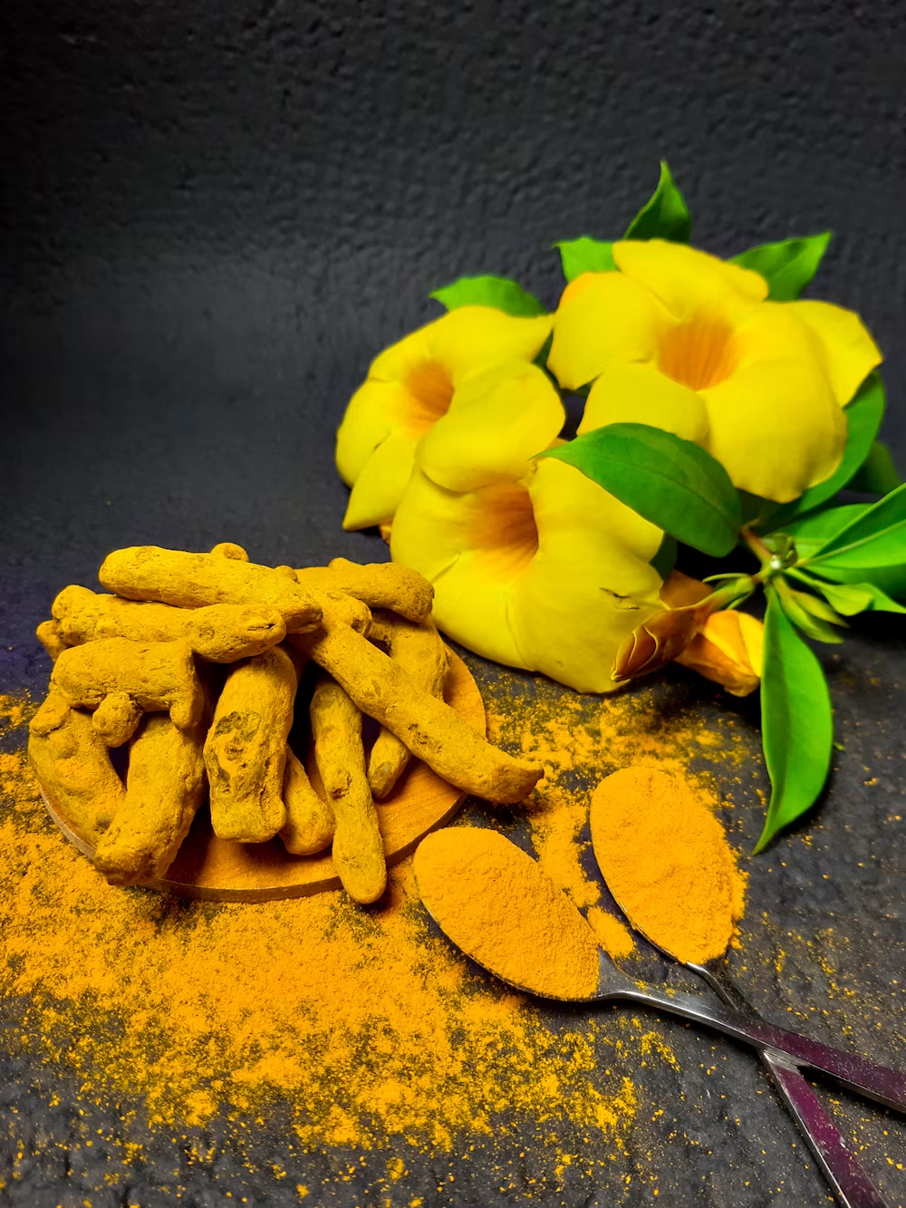 Turmeric powder in a small bowl